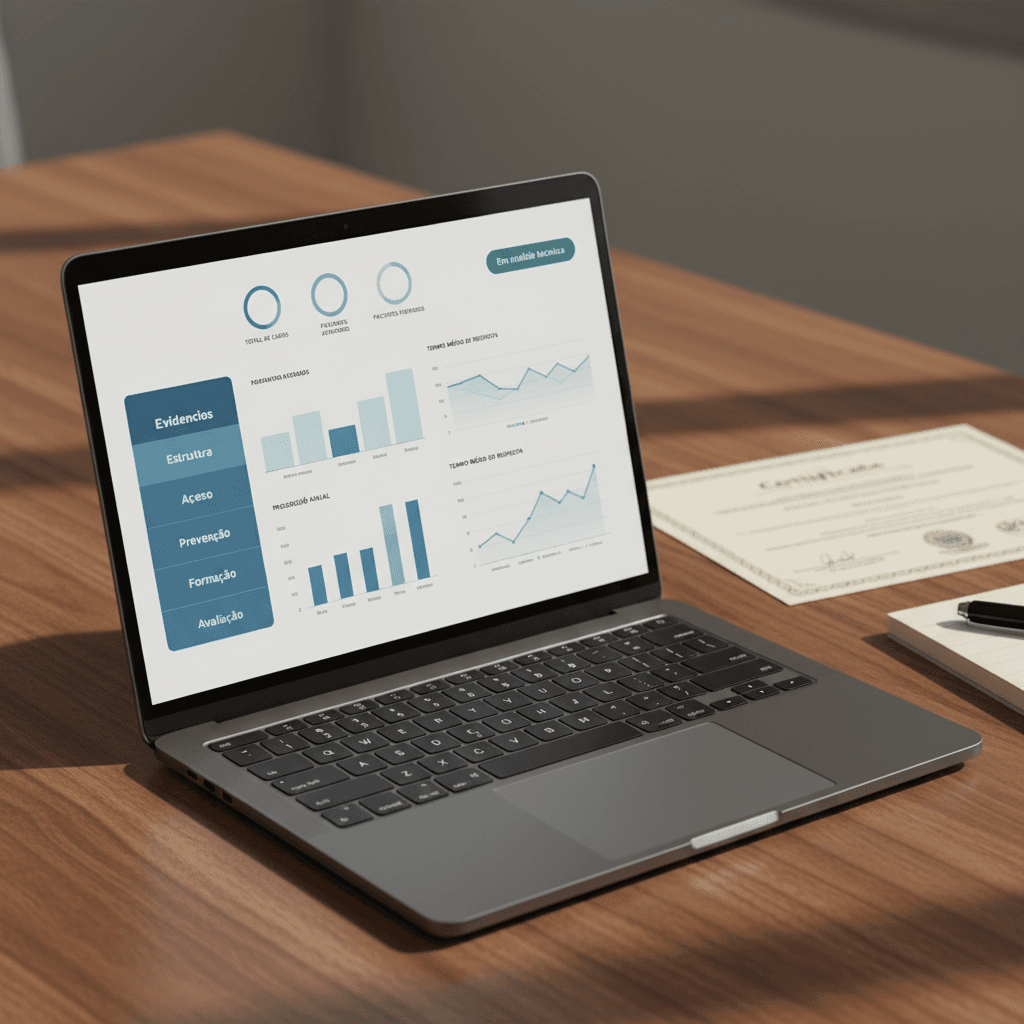 Dashboard institucional com documentos organizados